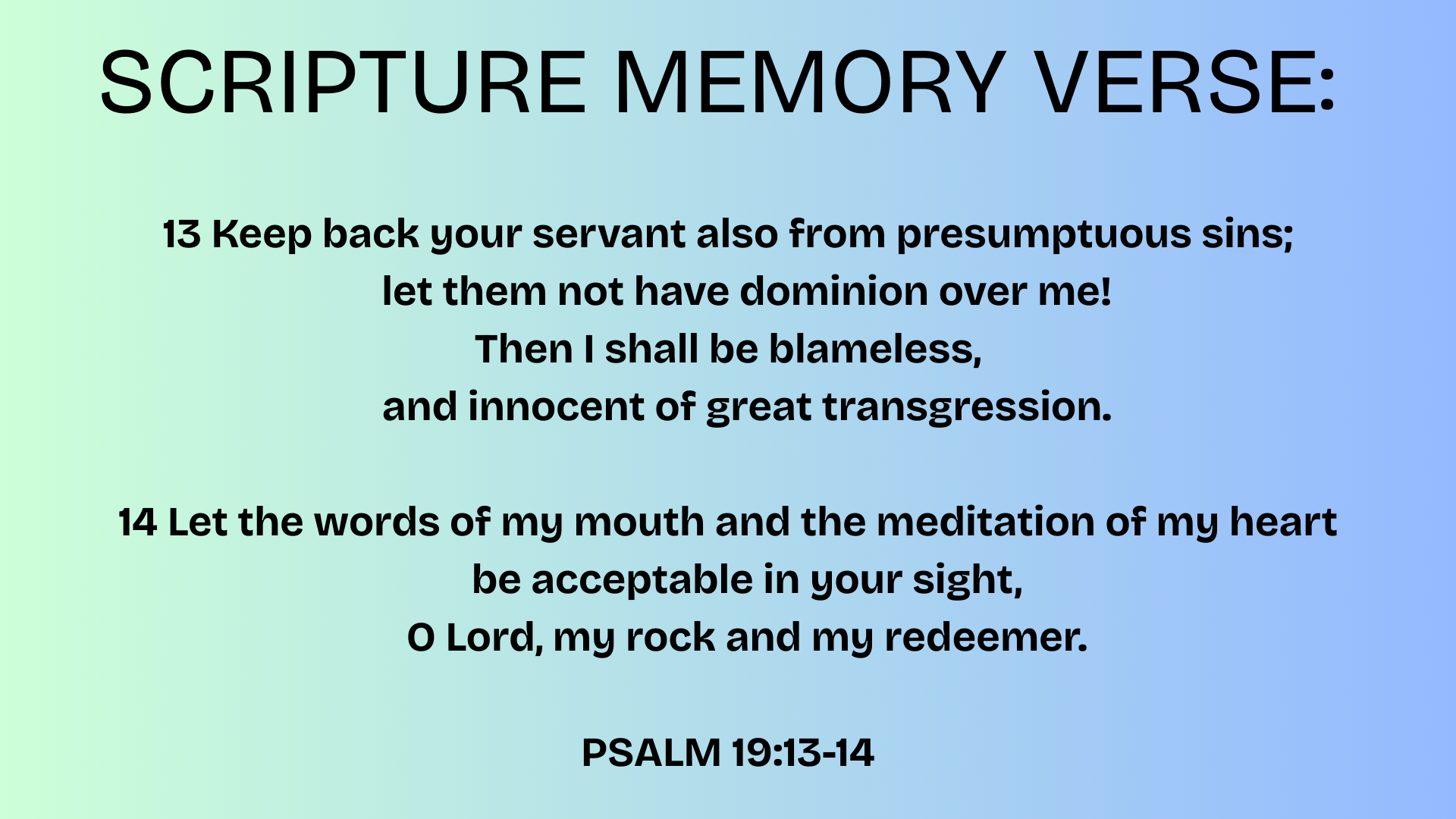 SCRIPTURE MEMORY
