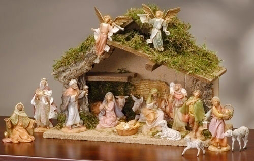 manger scene with shepherds and kings