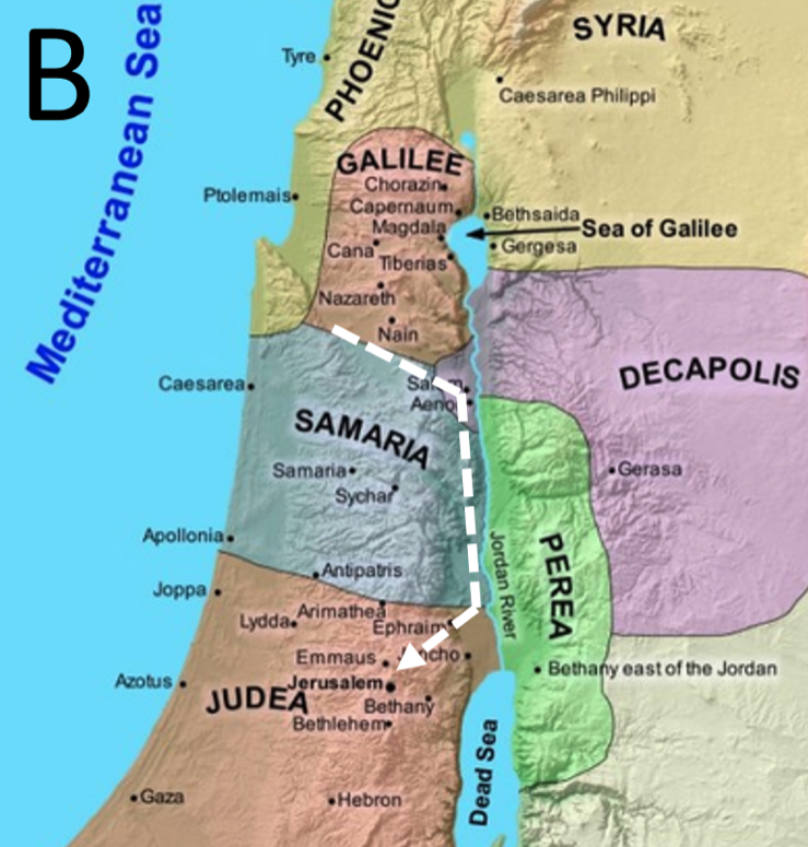 Luke 17 - Galilee - Samaria Map