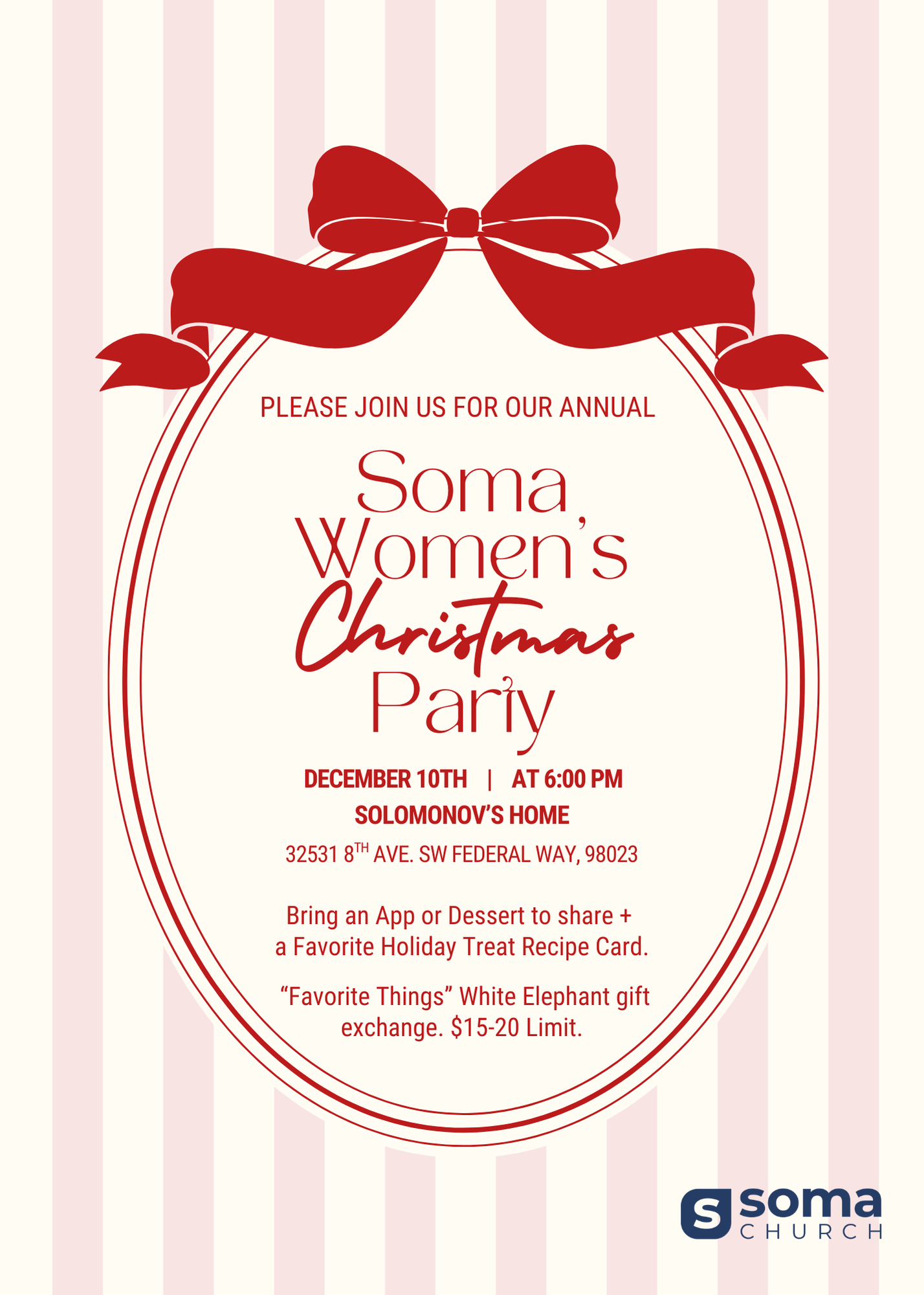 Bring an App or Dessert to share! We are switching it up this year with a “Favorite Things” White El image