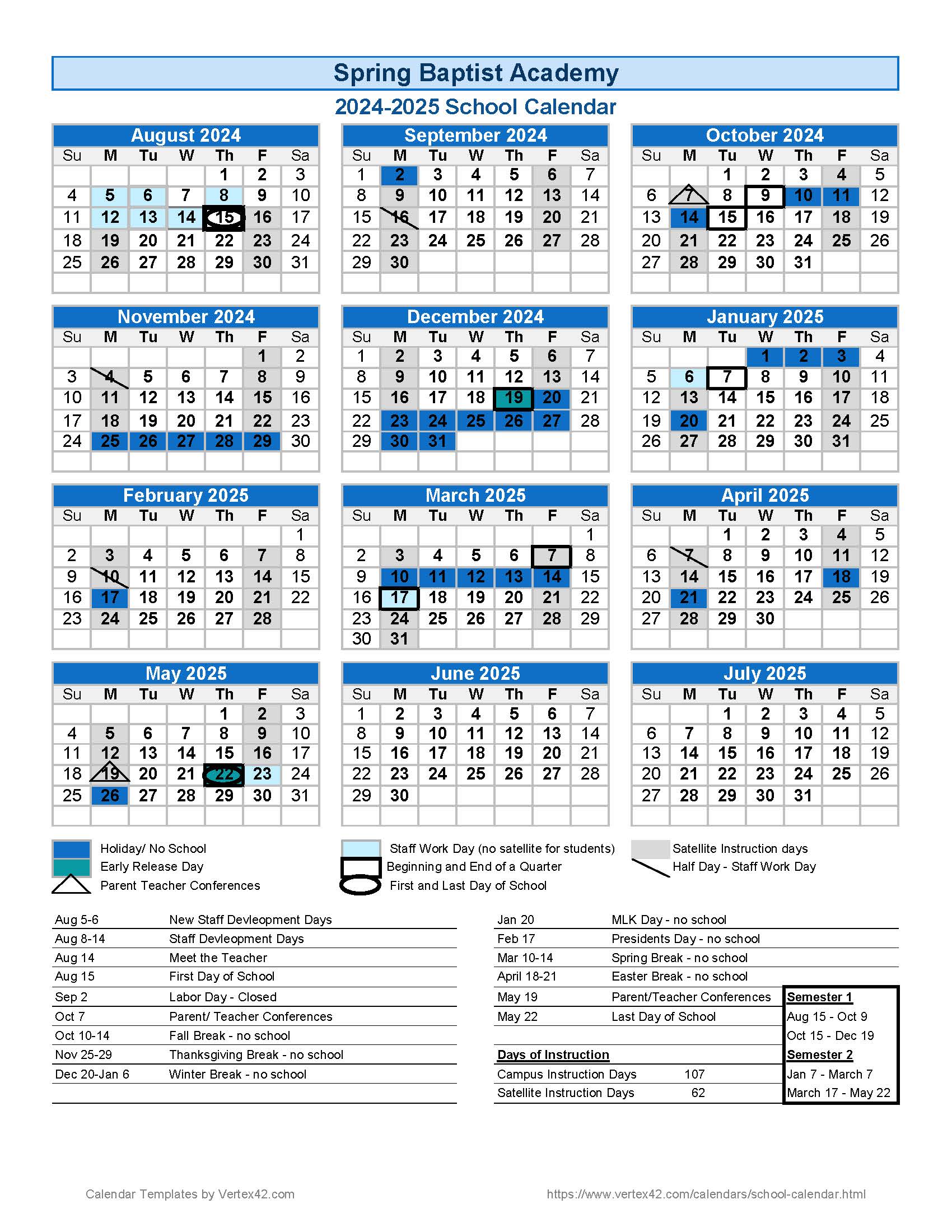 2024-25 SBA Calendar