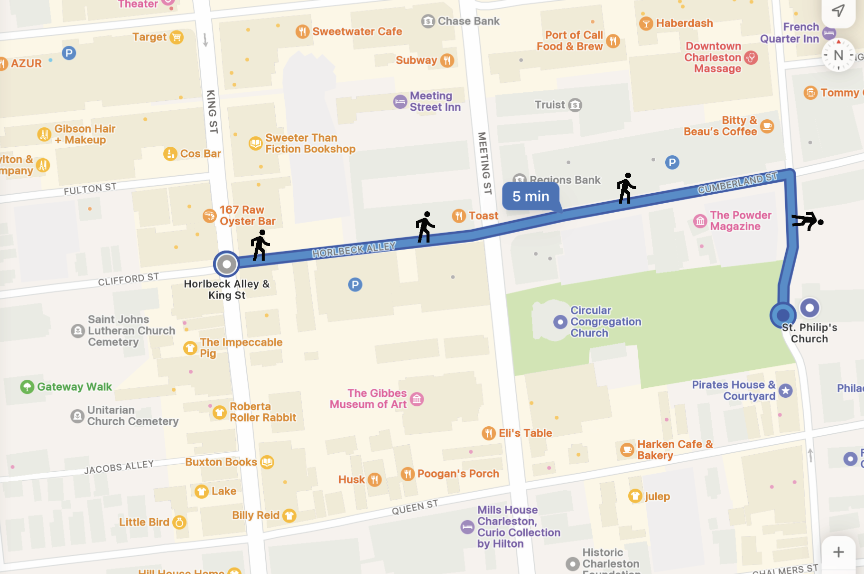 Walking directions map evensong