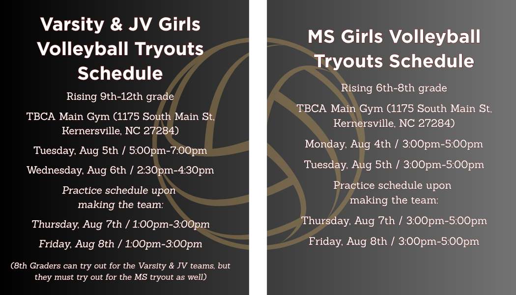 Varsity & JV Volleyball Girls Tryouts Schedule