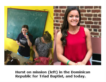 Abby Hurst in the Dominican Republic on her mission trip and today