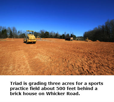 Land graded for a sports practice field