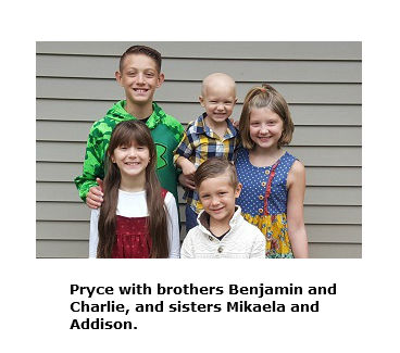 Pryce Redmon with his siblings Benjamin, Charlie, Mikaela and Addison