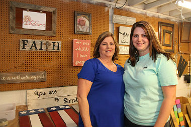 Sheila Williams and Melissa Pegram of Blessed by Autumn in their workshop