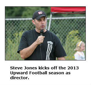 Steve Jones speaking to kick off the 2013 Upward Football season
