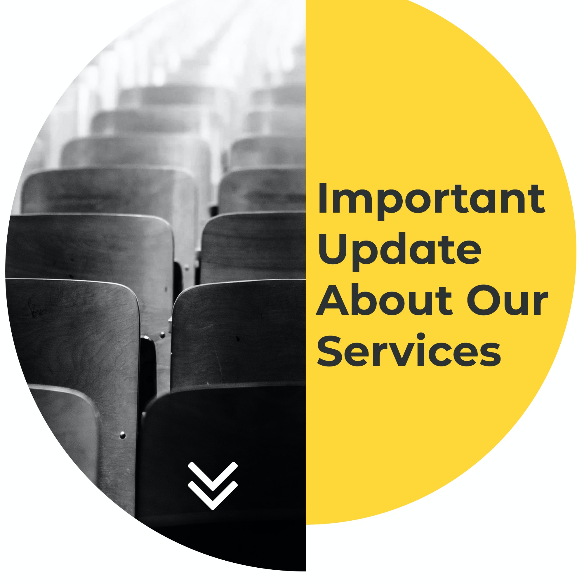 Important Update About Our Services Modern Yellow Circles - Title