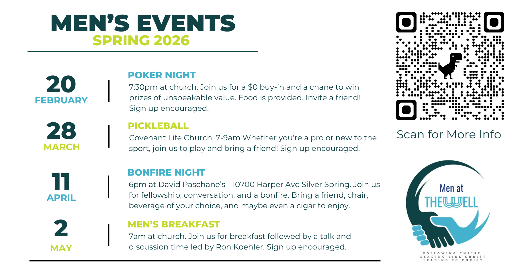 Men at the Well Spring 2026 Events Slide