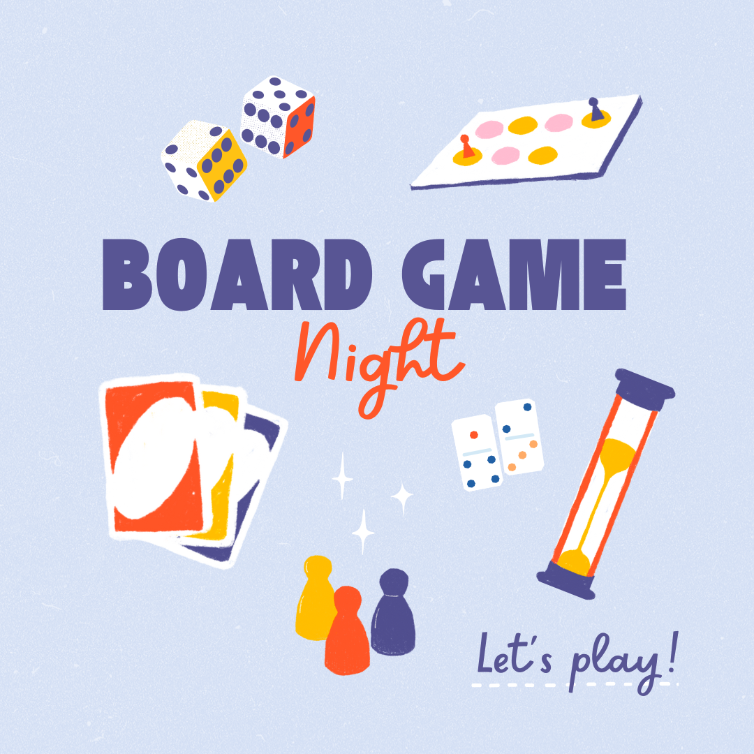 Blue and Red Bold Illustrated Board Game Night Instagram Post