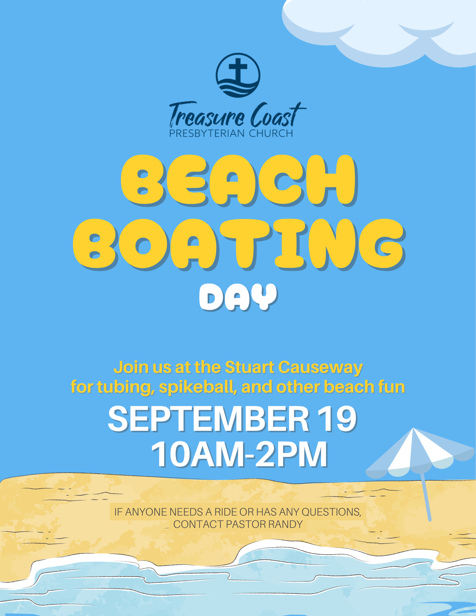 Blue and Yellow Beach Cleanup Day Flyer image