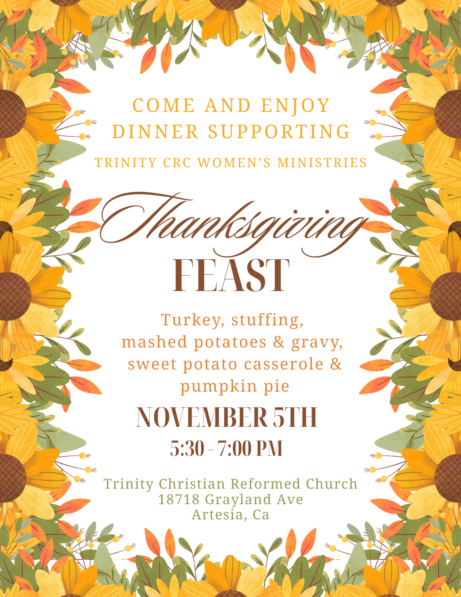 2025 Thanksgiving Dinner Flyer