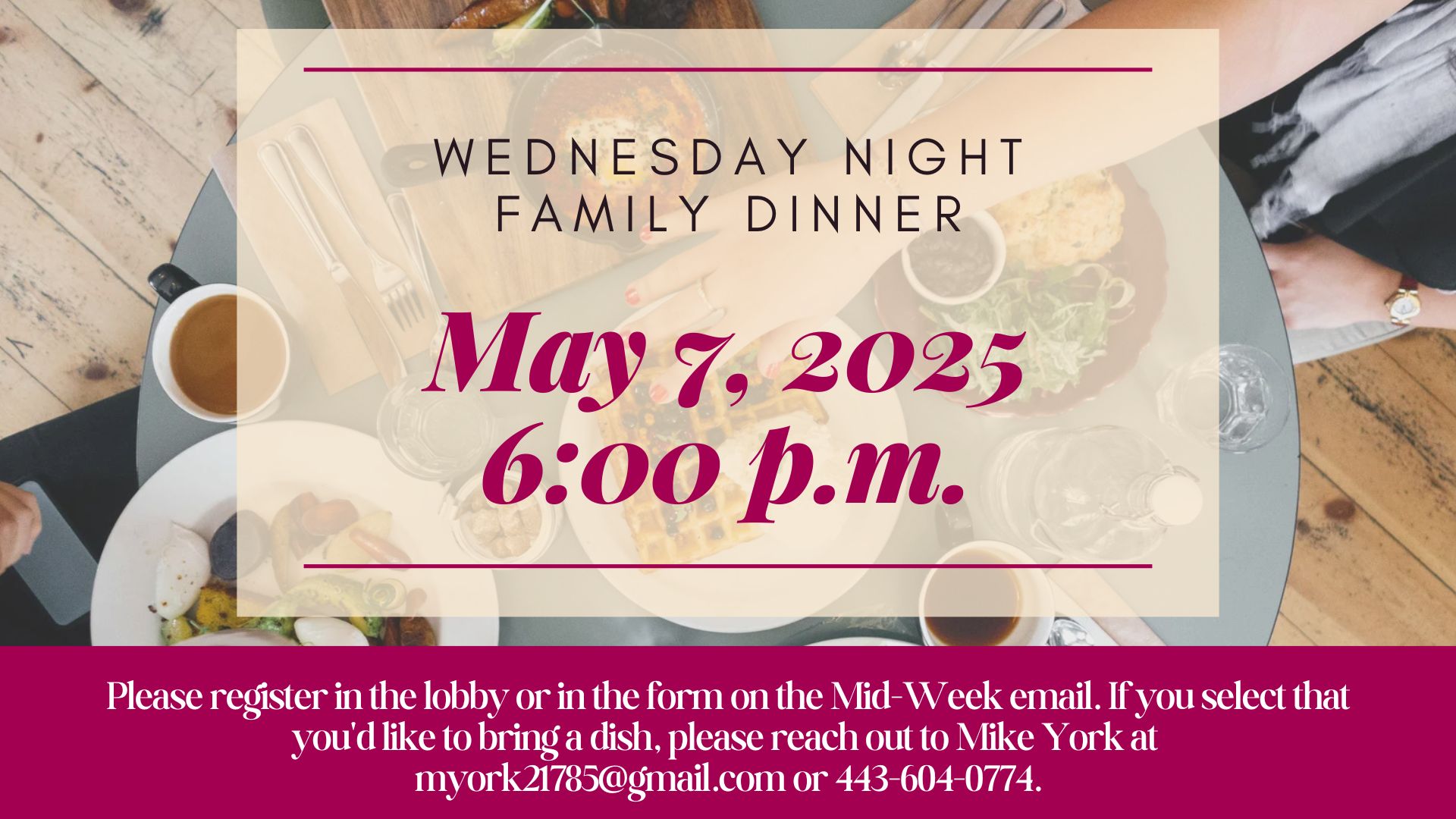 Wednesday Night family dinner 5 25 image