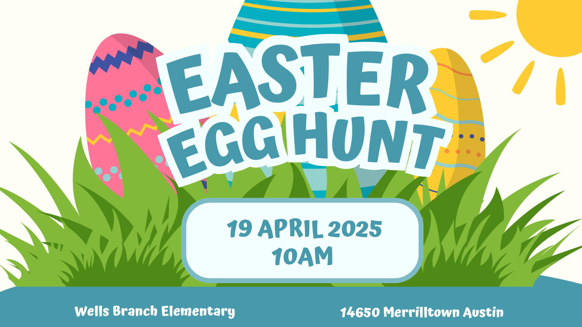 Blue Cute Illustrative Easter Egg Hunt Flyer (Presentation)