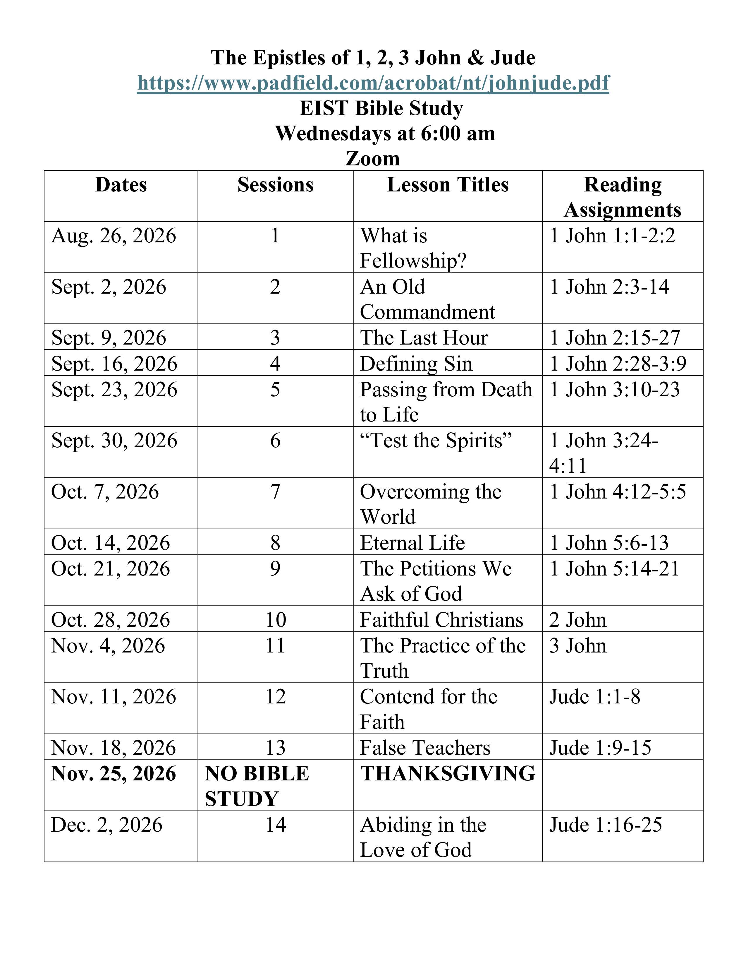 EIST 1, 2, 3 John Jude Syllabus