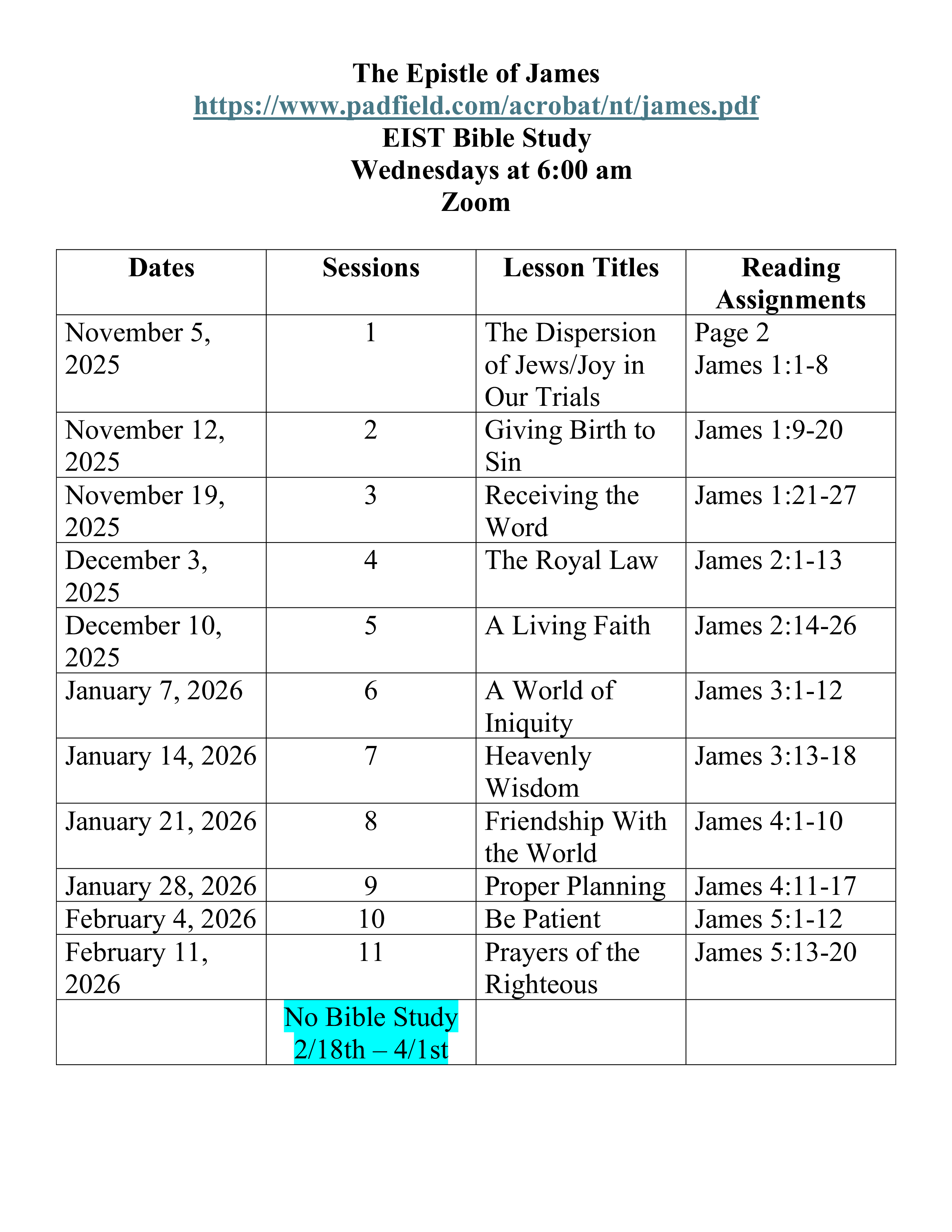 The EIST Book of James Syllabus (1)