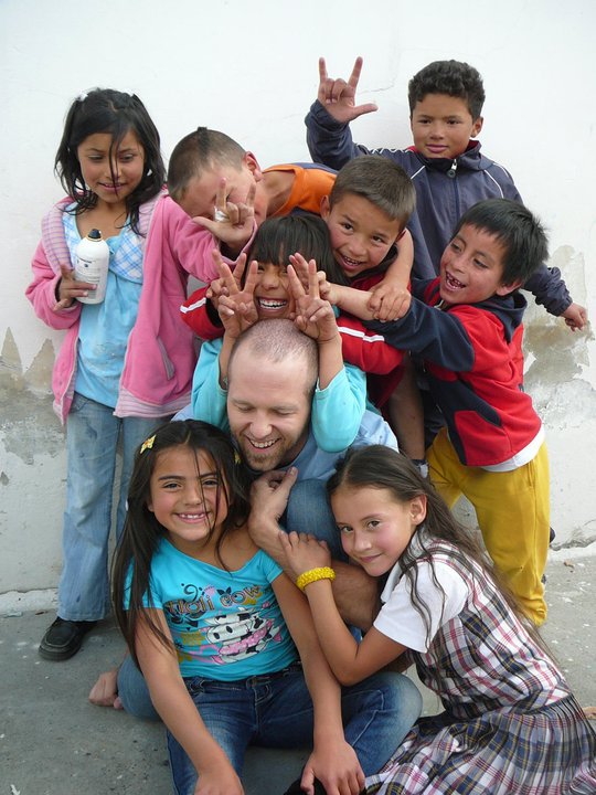 Clayton and kids in Bogota