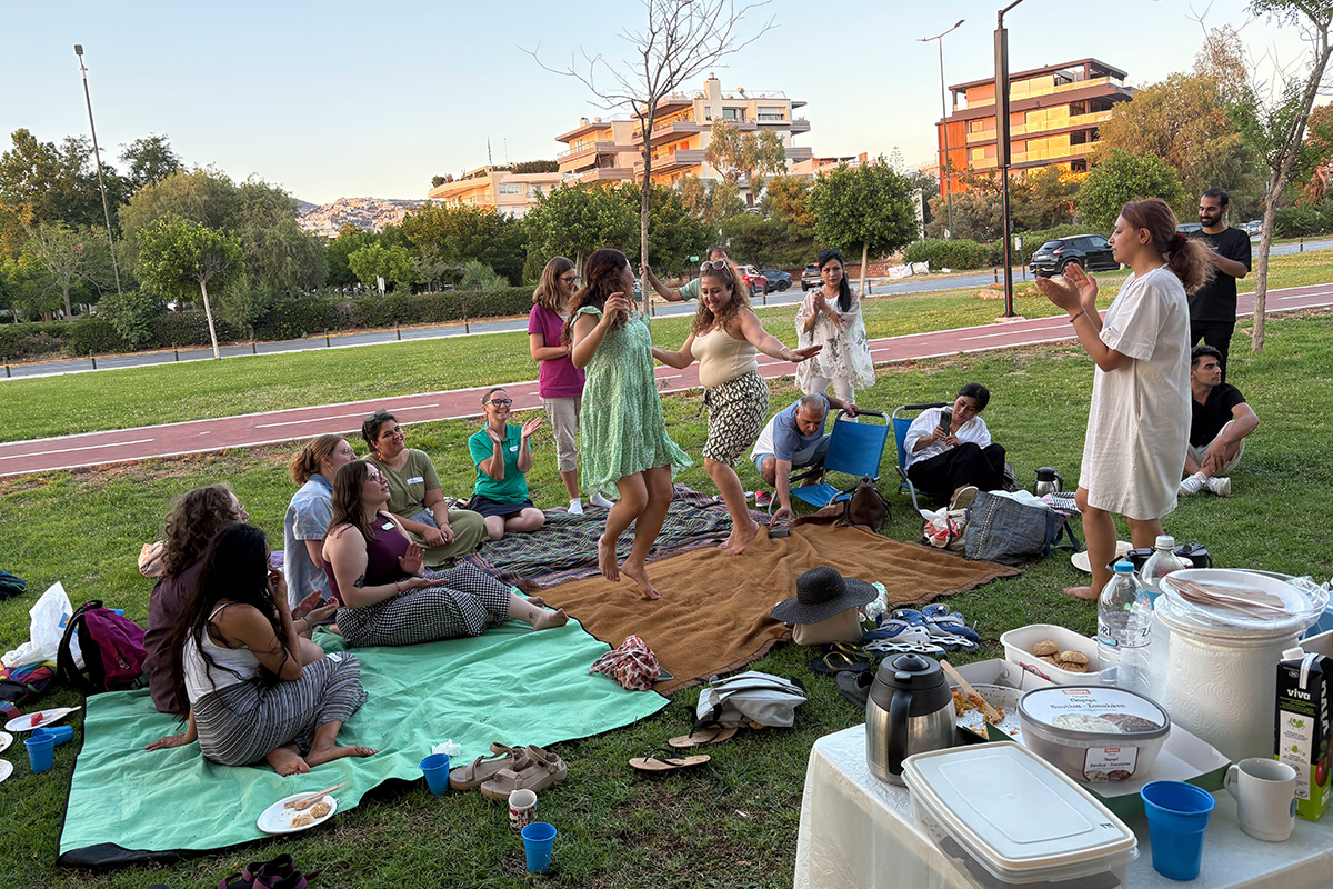 Our group enjoying time with refugees