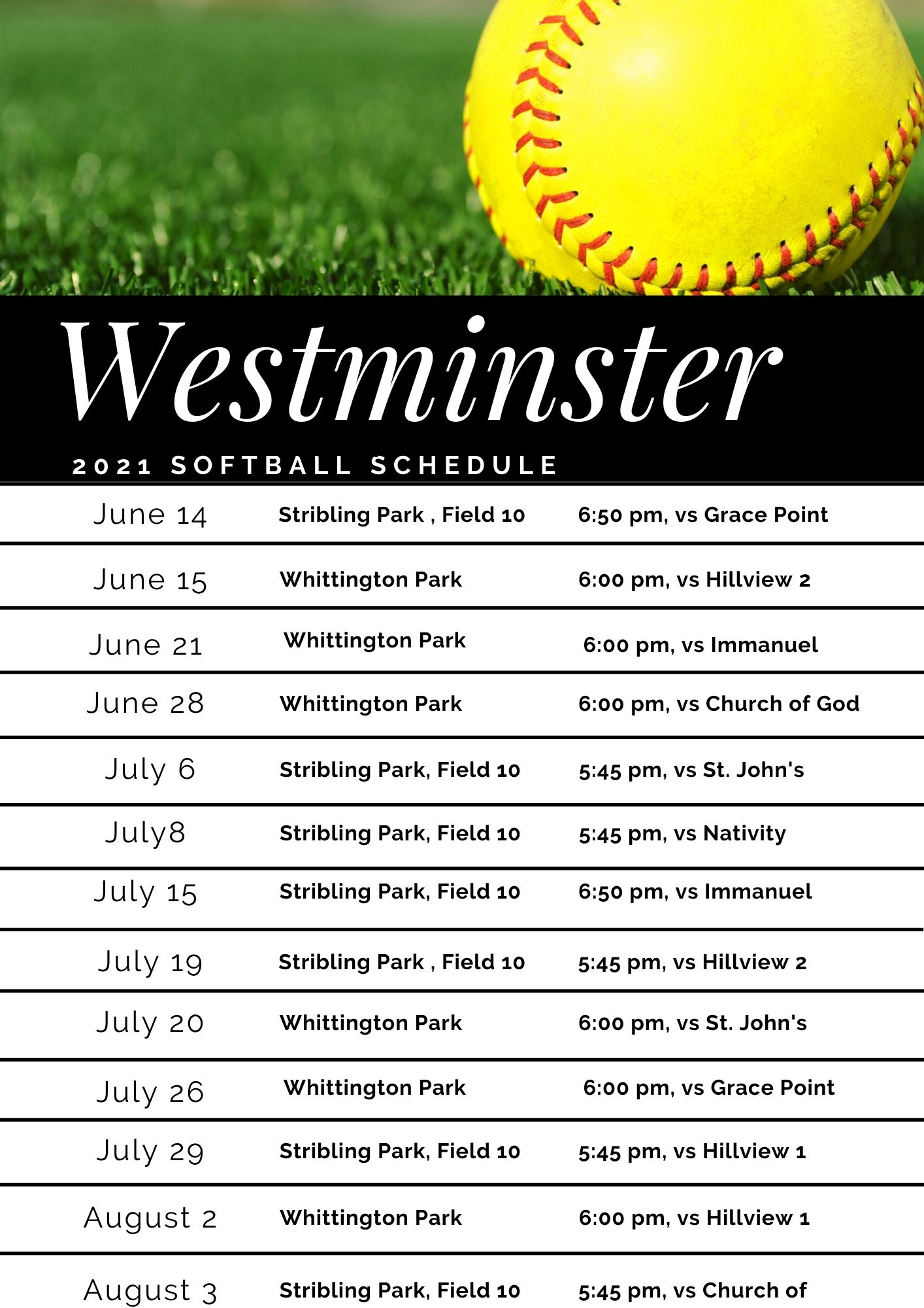 2021 Softball Schedule1