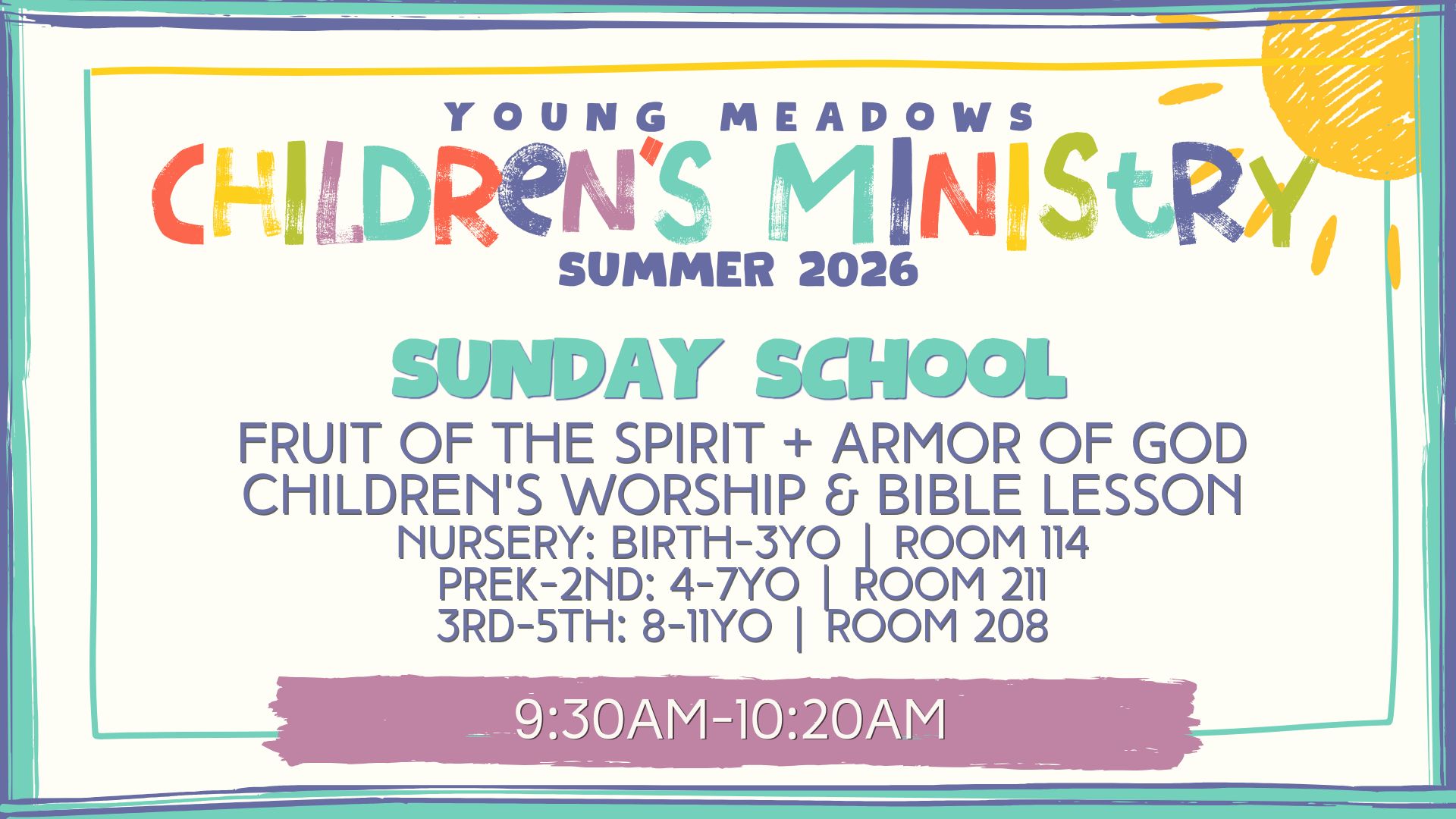 children's summer 2026 Sunday School