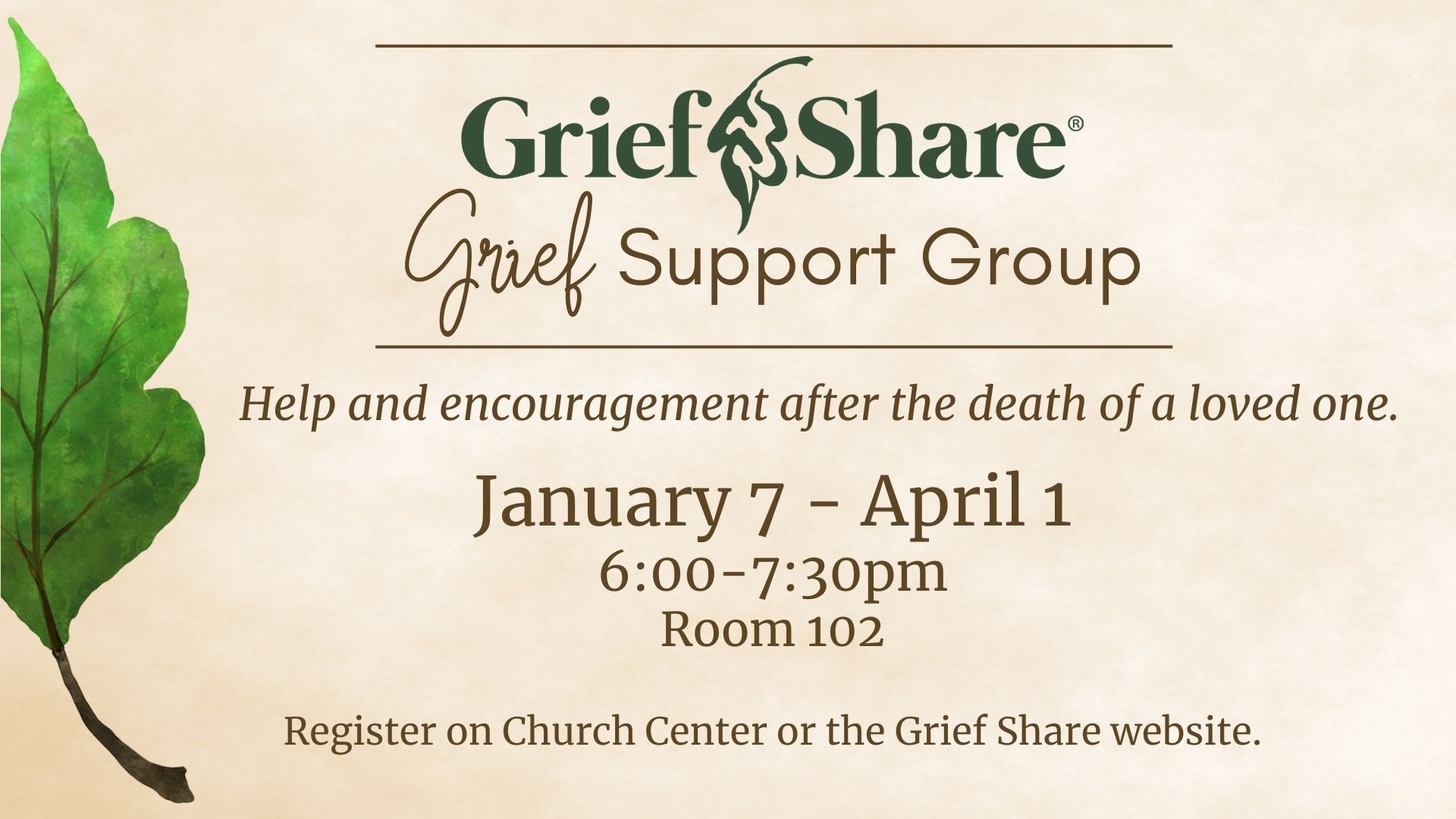 Grief Share 2026 Jan 7 - Apri l1