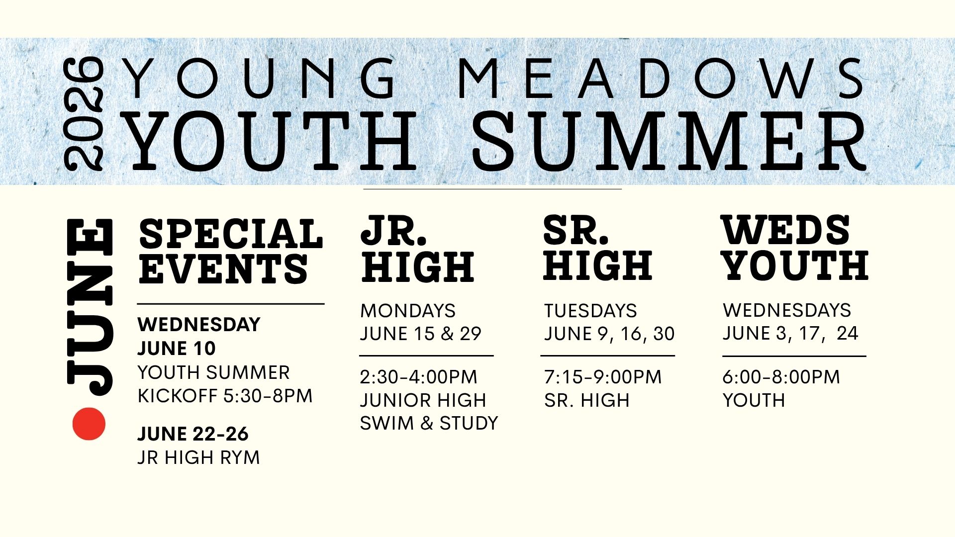 Youth Summer 26 1 JUNE 26
