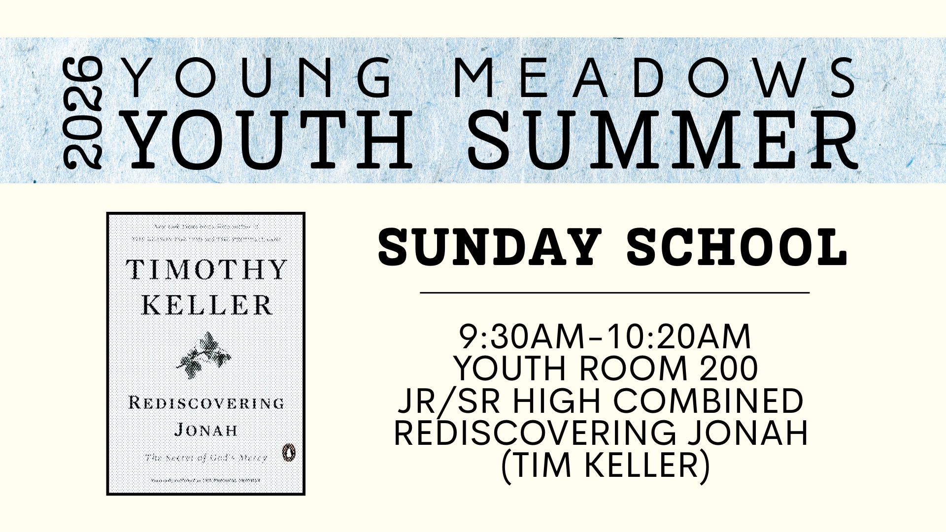 Youth Summer 26 Sunday School